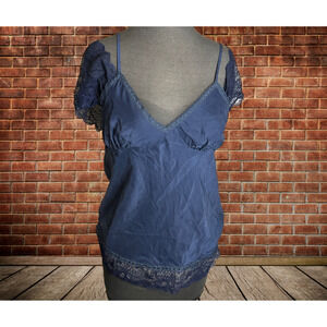 Gold Hawk Navy Blue Silk Cami Blouse‎ - Size medium